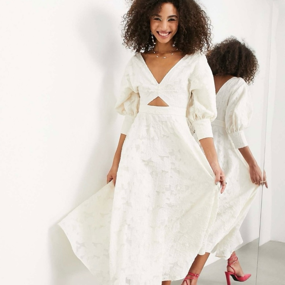 NWT ASOS Edition floral organza midi dress with blouson sleeve